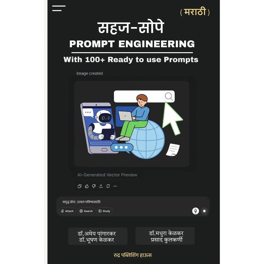 Sahaj Sope Prompt Engineering By Dr. Amey Pangarkar, Dr. Bhushan Kelkar, Dr. Madhura Kelkar, Prasad Kulkarni सहज सोपे प्रॉम्प्ट इंजिनिअरिंग - लेखक - डॉ. अमेय पांगारकर, डॉ. भूषण केळकर, डॉ. मधुरा केळकर, प्रसाद कुलकर्णी