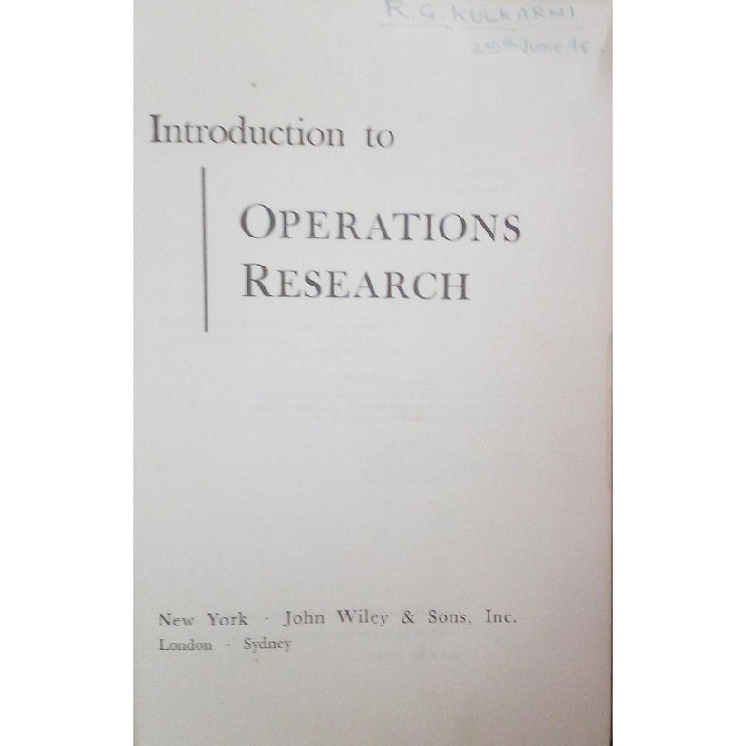 Introduction To Operations Research By John Wiley And Sons